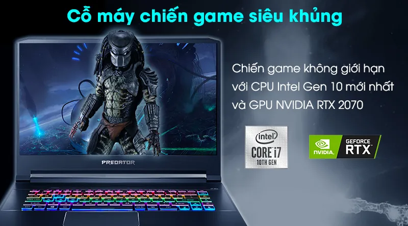 cpu i7 card rtx 2070 super trên acer predator triton 500